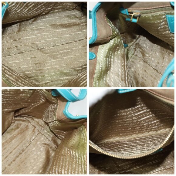 PRADA Hand Bag Canvas 2way Beige Gold Auth 138843 - Picture 15 of 16